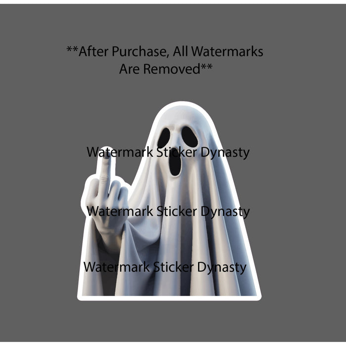 Ghost Middle Finger Sticker Waterproof Decal Funny Horror Scary Gift NEW