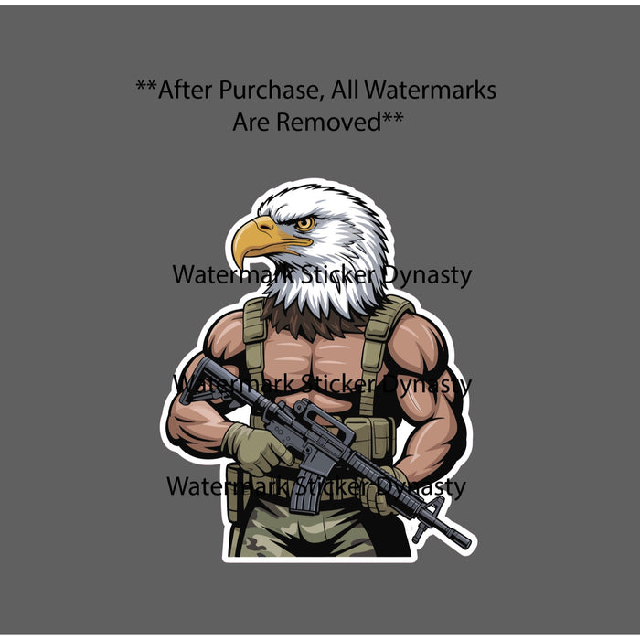Bald Eagle Soldier Sticker Waterproof Decal USA Military Strong Gym Gift NEW
