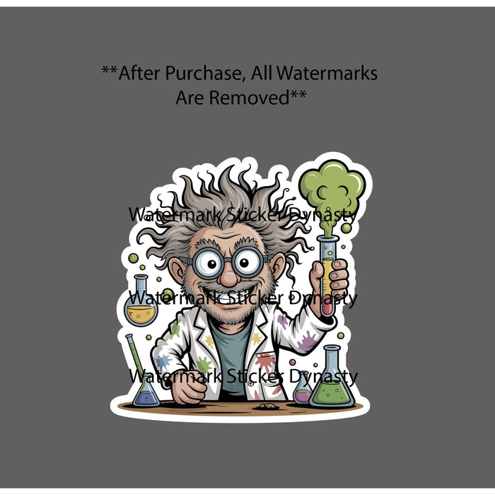 Mad Scientist Sticker Waterproof Decal Science Chemistry Chemicals Gift NEW