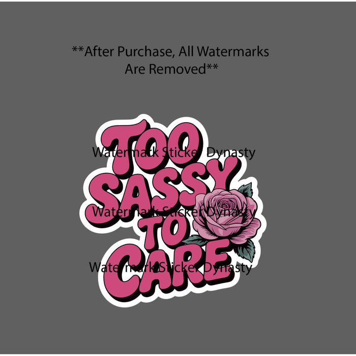 Too Sassy To Care Sticker Waterproof Decal Flower Floral Rose Pink Gift NEW