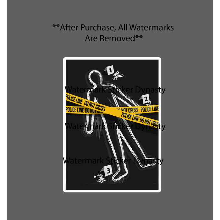 Crime Scene Sticker Waterproof Decal Chalk Police Tape True Crime Gift NEW
