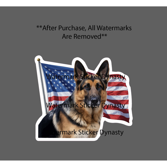 German Shepherd Sticker Waterproof Decal Dog USA Flag America Pet Gift NEW