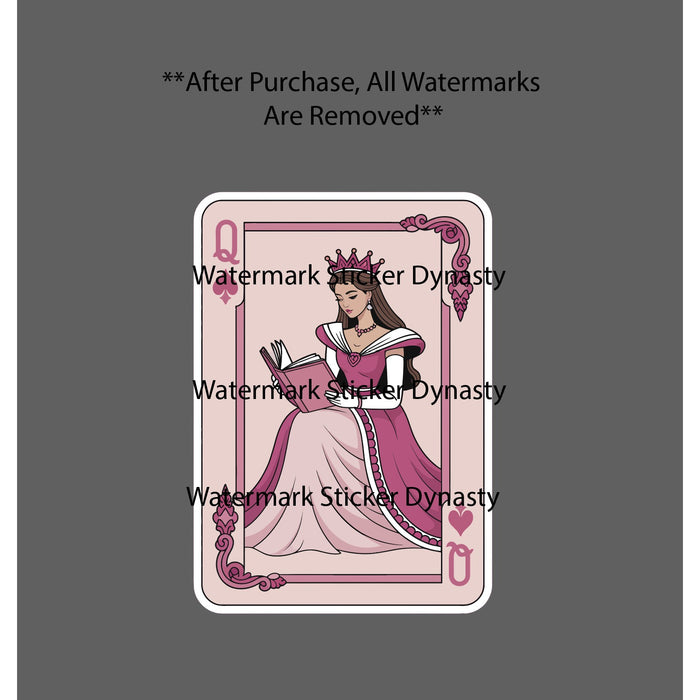 Queen of Books Sticker Waterproof Decal Card Reading Reader Pink Hearts Gift NEW