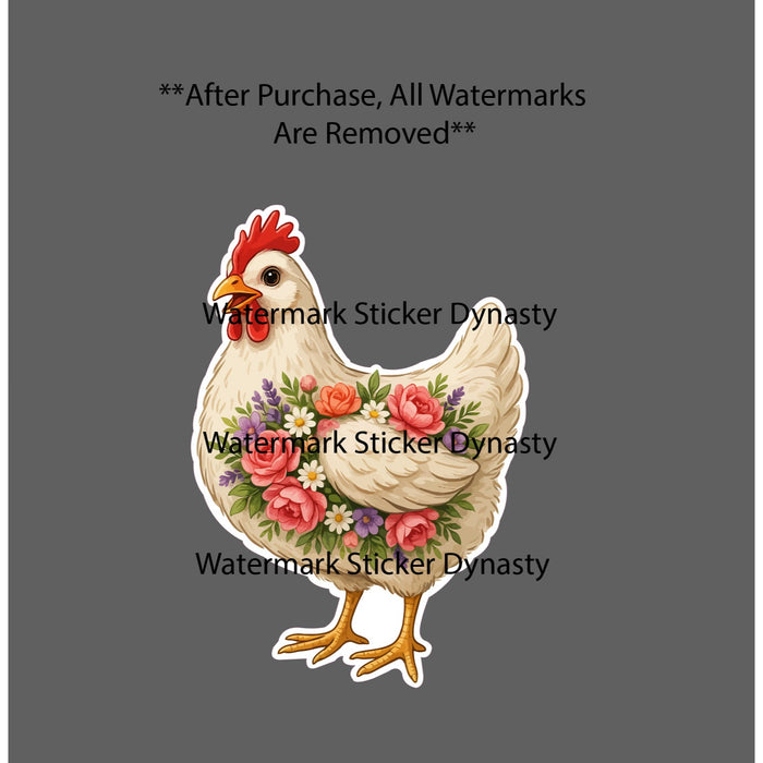 Chicken Sticker Waterproof Decal Flower Floral Farm Farmhouse Homestead Gift NEW