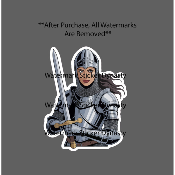 Knight Girl Sticker Waterproof Decal Warrior Fantasy Chainmail Medievil Gift NEW