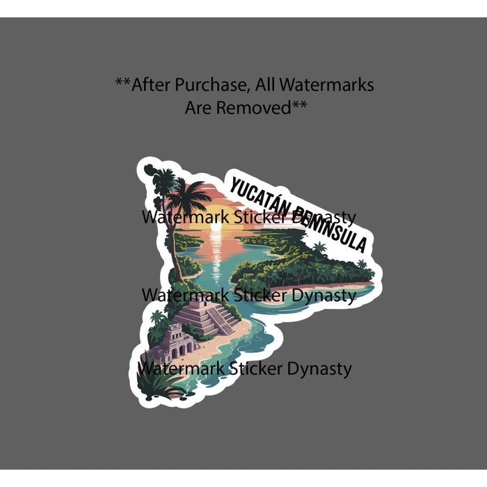 Yucatan Peninsula Sticker Waterproof Decal Ocean Beach Tropical Mexico Gift NEW
