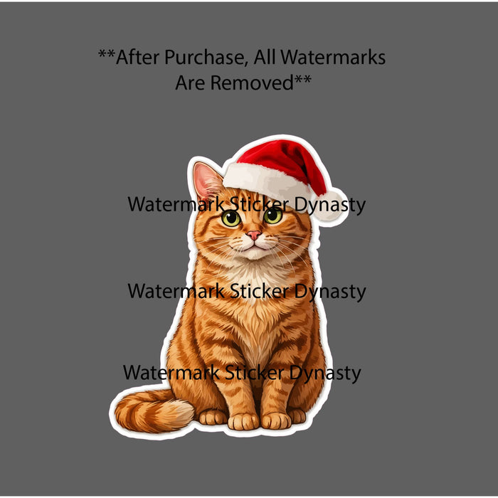 Christmas Cat Sticker Waterproof Decal Santa Hat Cute Season Holiday Gift NEW