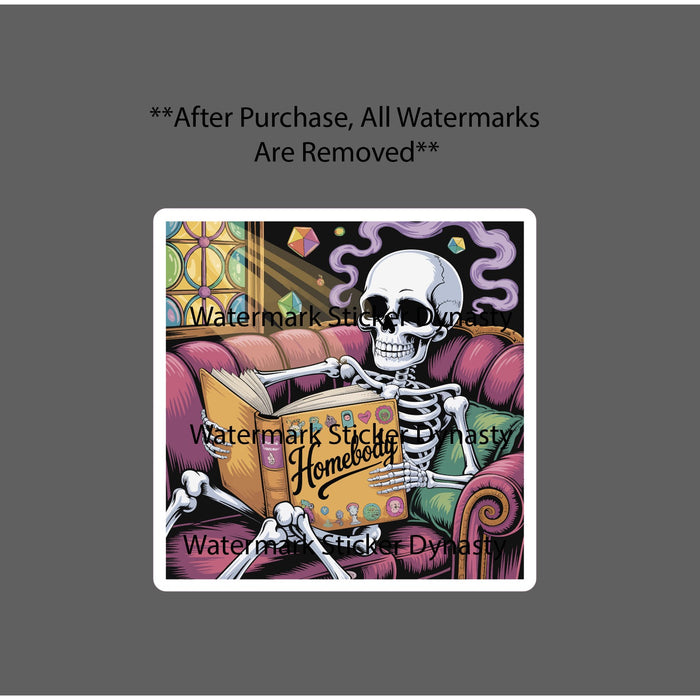 Skeleton Reading Sticker Waterproof Decal Homebody Home Books Reader Gift NEW