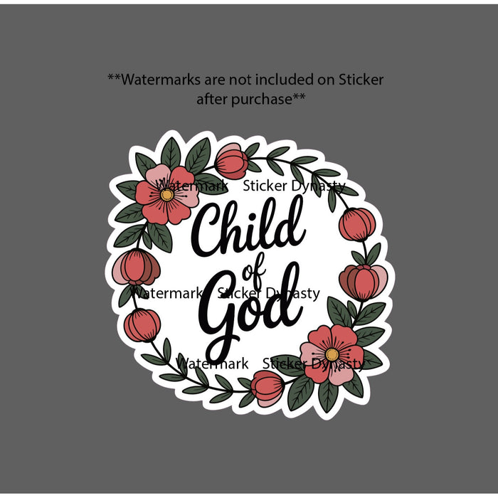 Child of God Sticker Jesus Faith Cute Floral Flower Waterproof Decal Gift NEW