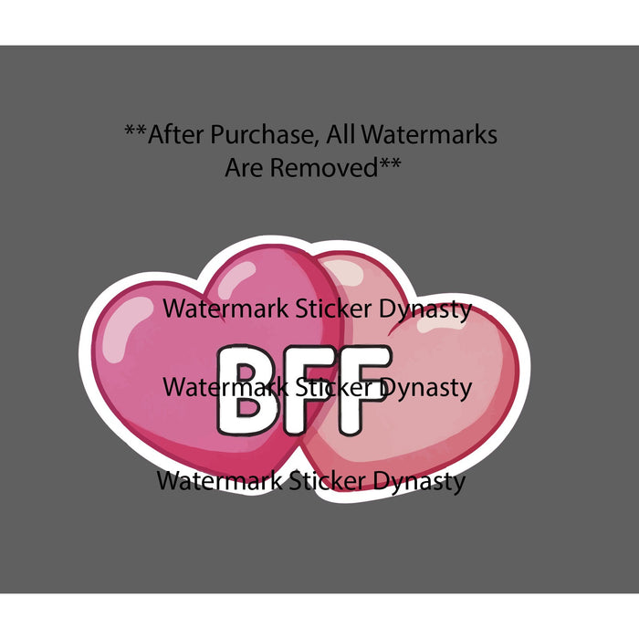 BFF Hearts Sticker Waterproof Decal Love Relationship Best Friends Forever NEW