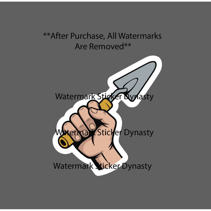 Hand With Trowel Sticker Waterproof Decal Blue Collar Stone Mason Brick Gift NEW