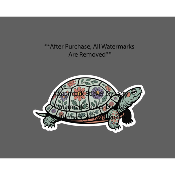 Box Turtle Floral Sticker Waterproof Decal Flower Designs Animal Pet Gift NEW