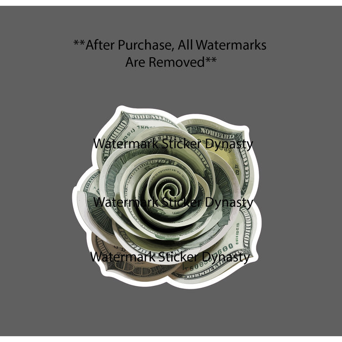 Money Rose Sticker Waterproof Decal Cash Flower Floral Business Work Gift NEW