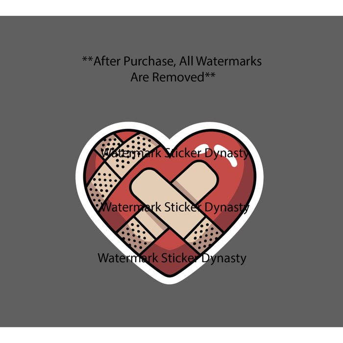 Broken Heart Emoticon Sticker Waterproof Decal Bandage Healing Text Gift NEW
