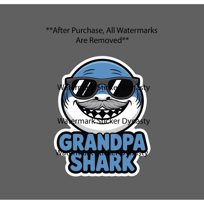 Grandpa Shark Sticker Waterproof Decal Grandparent Song Man Family Gift NEW