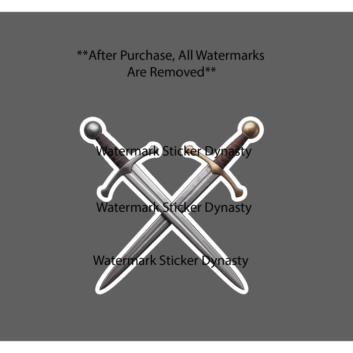 Swords Crossed Sticker Waterproof Decal Military War Battle Gift NEW