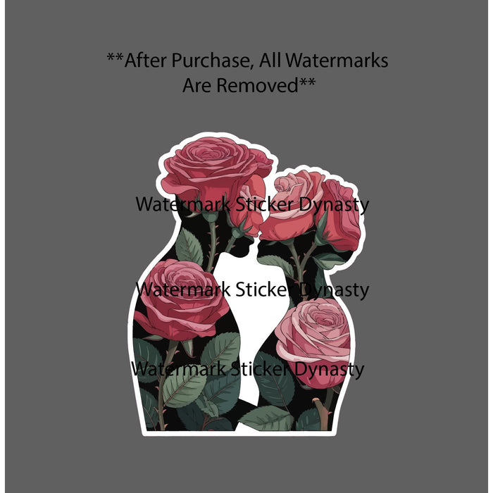 Couple Roses Sticker Waterproof Decal Love Flowers Floral Relationship Gift NEW