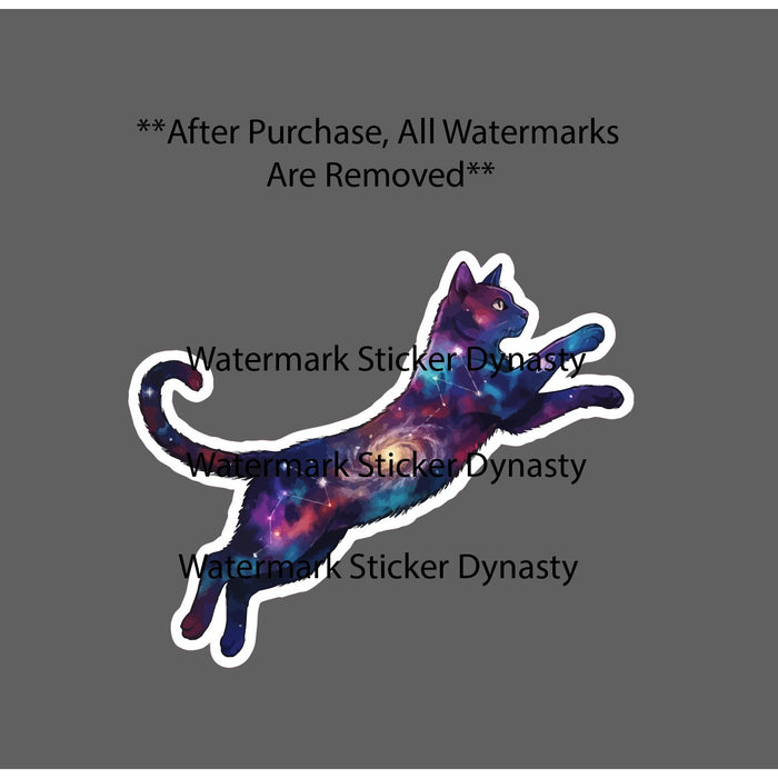 Cat Galaxy Sticker Waterproof Decal Space Stars Planets Galaxy Cute Gift NEW