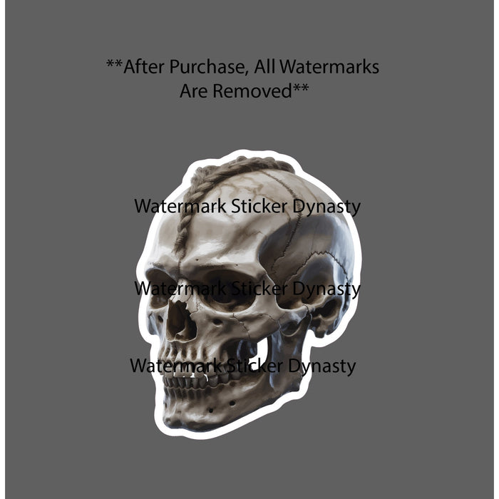 Viking Skull Sticker Waterproof Decal Mohawk Braid Bones History Norse Gift NEW