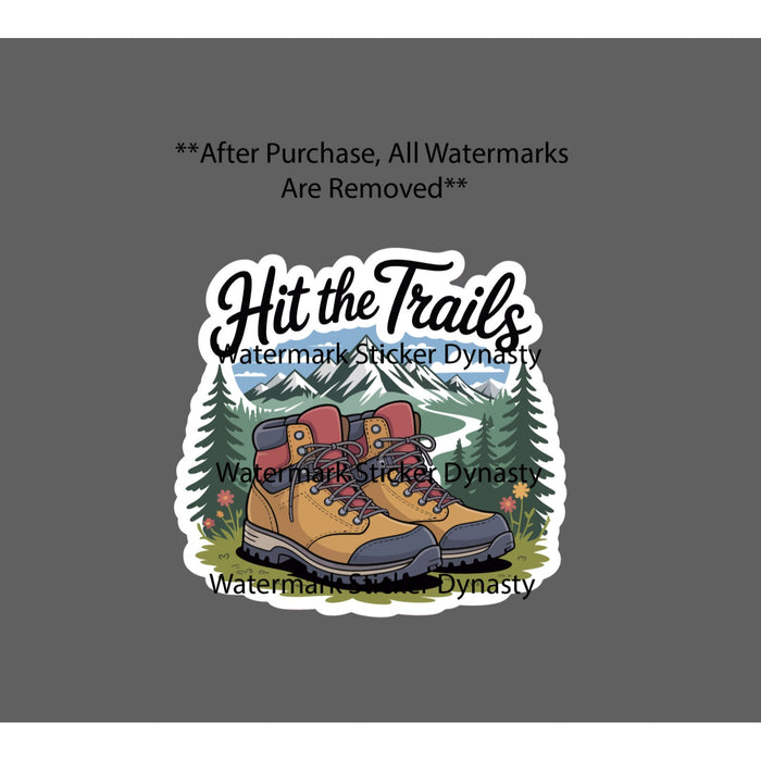 Hit The Trails Sticker Waterproof Decal Hiking Outdoor Nature Travel Gift NEW