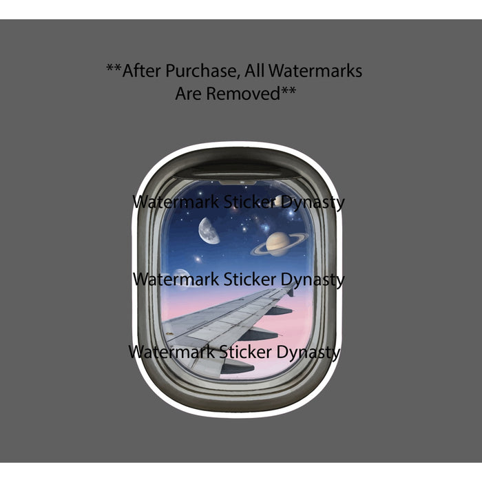 Airplane Window Galaxy Sticker Waterproof Decal Space Planets Trippy Gift NEW