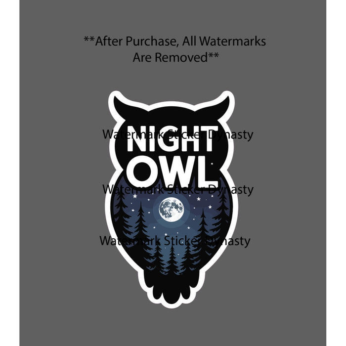Night Owl Sticker Waterproof Decal Animal Outdoor Wildlife Moon Sleep Gift NEW