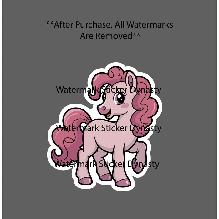 Pink Pony Sticker Waterproof Decal Animal Cartoon Cute Pretty Gift NEW