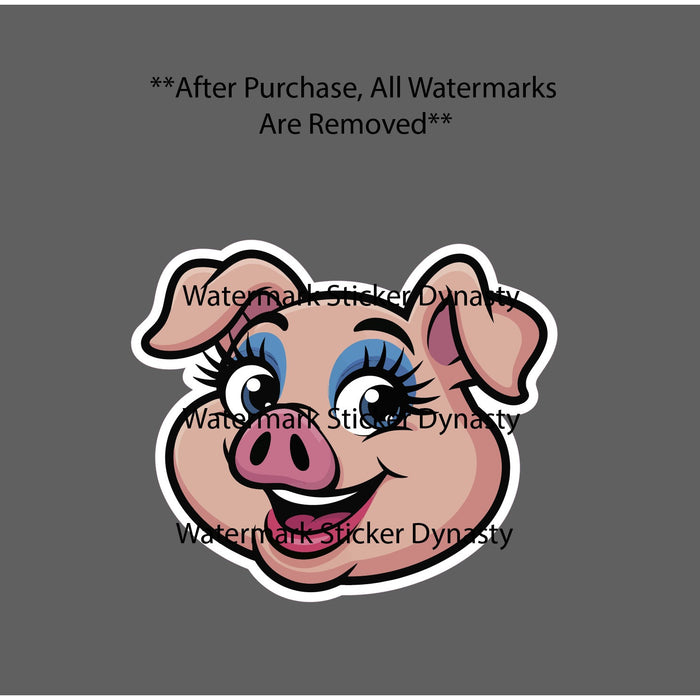 Pig Wearing Makeup Sticker Waterproof Decal Lipstick Beauty Funny Humor Gift NEW