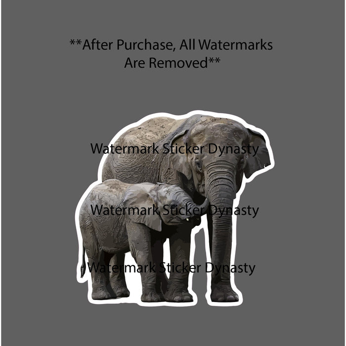Elephant Family Sticker Waterproof Decal Baby Elephant Mother Animals Gift NEW