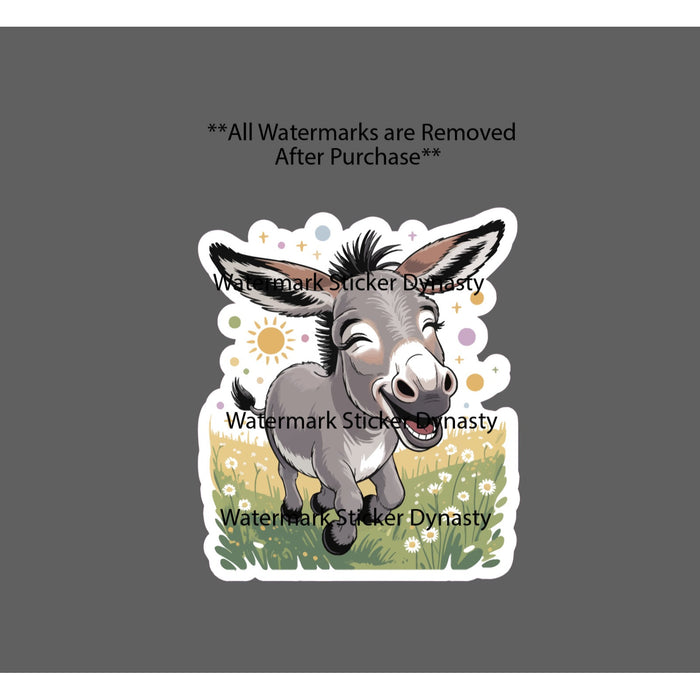 Donkey Cartoon Sticker Waterproof Decal Farm Animal Cute Pasture Gift NEW