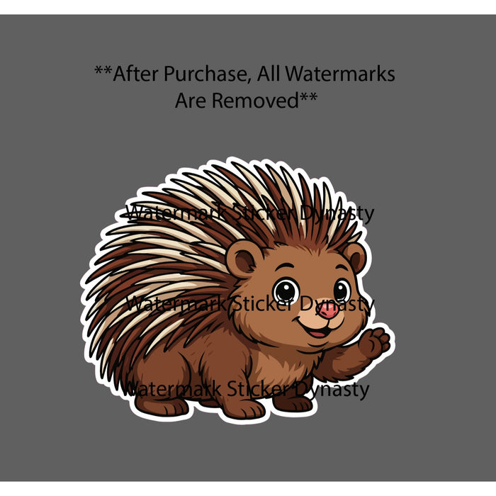 Porcupine Sticker Waterproof Decal Animals Wildlife Cartoon Cute Gift NEW