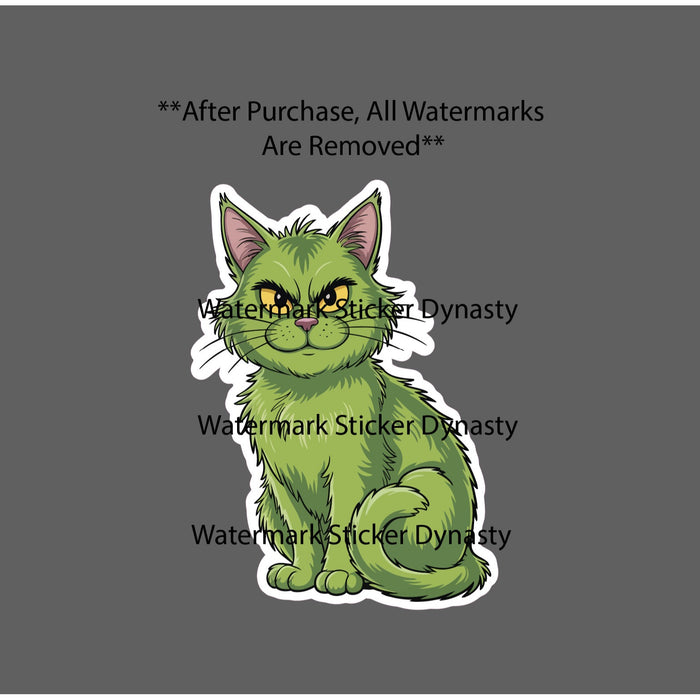 Grinch Cat Sticker Waterproof Decal Christmas Family Friend Funny Gift NEW