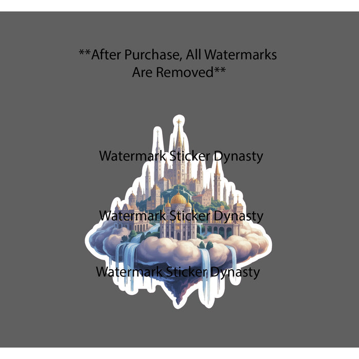 City On The Clouds Sticker Waterproof Decal Building Fantasy Paradise Gift NEW