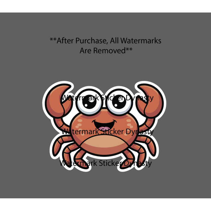 Crab Cartoon Sticker Waterproof Decal Cute Kawaii Ocean Beach Animal Gift NEW