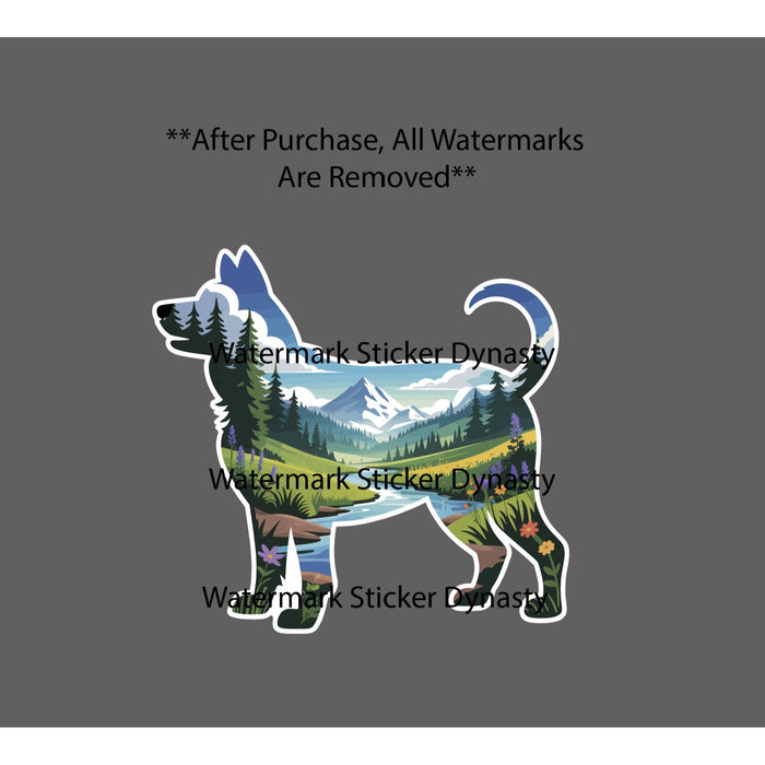 Dog Mountain Scene Sticker Waterproof Decal Nature Outdoor Wild Travel Gift NEW