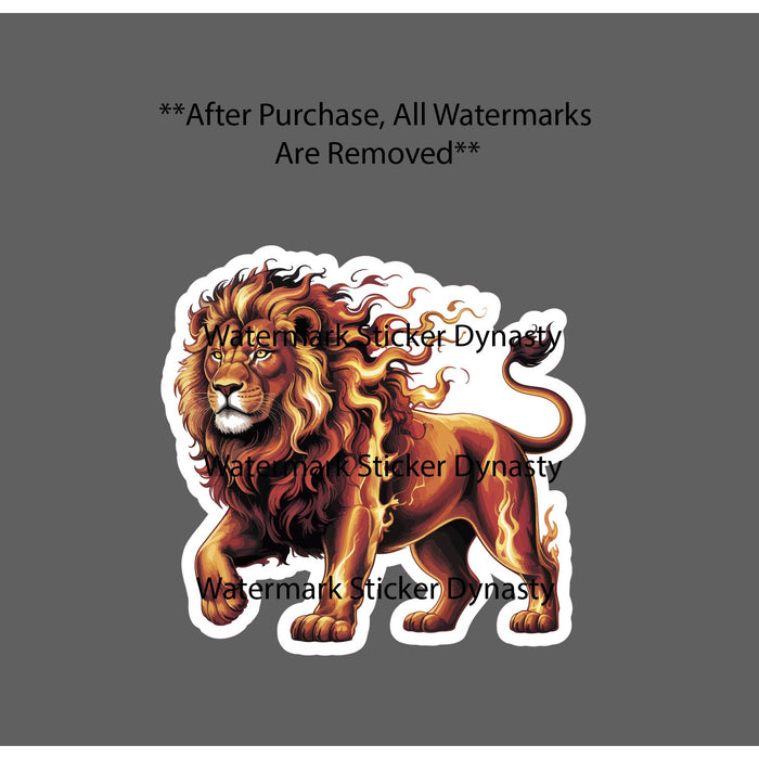 Fire Lion Sticker Waterproof Decal Flames Animal Abstract Art Wildlife Gift NEW