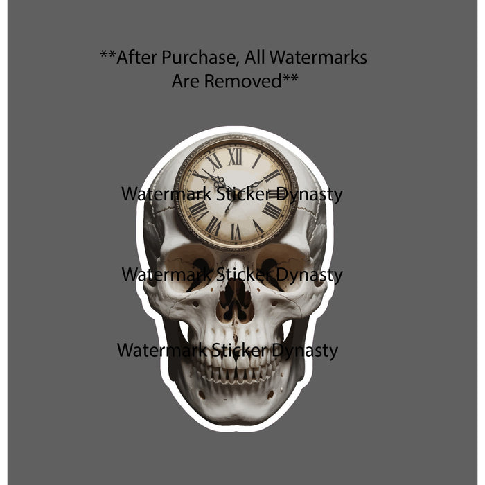 Skull Clock Sticker Waterproof Decal Memento Mori Time Bones Life Gift NEW