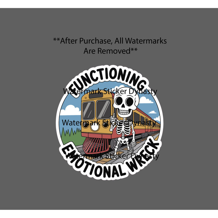 Emotional Wreck Sticker Waterproof Decal Skeleton Bones Funny Humor Gift NEW