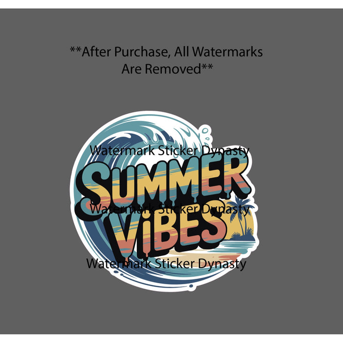 Summer Vibes Sticker Waterproof Decal Beach Ocean Waves Island Party Gift NEW