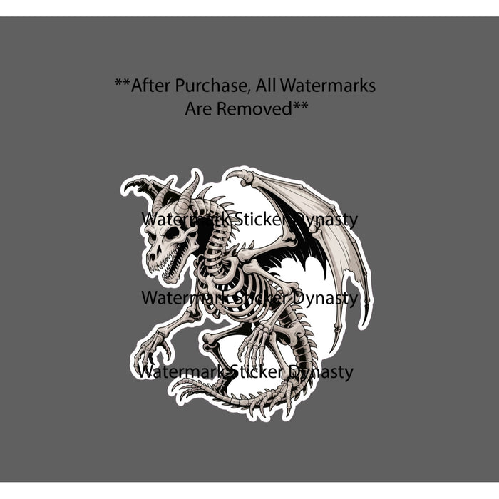 Dragon Skeleton Sticker Waterproof Decal Bones Fantasy Beast Book Story Gift NEW