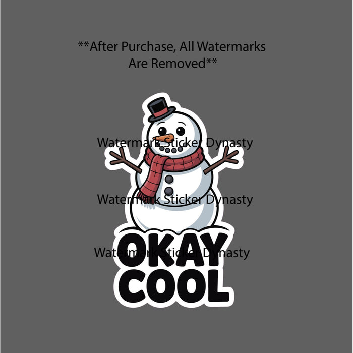 Okay Cool Sticker Waterproof Decal Snow Snowman Winter Kawaii Gift NEW