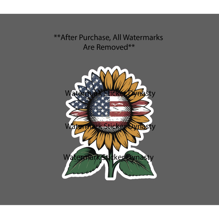Sunflower USA Flag Sticker Waterproof Decal Flower Floral America Gift NEW