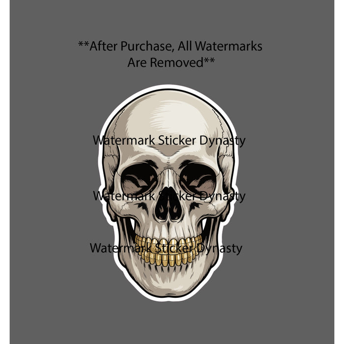 Skull Gold Grill Sticker Waterproof Decal Gangster Hardcore Gift NEW