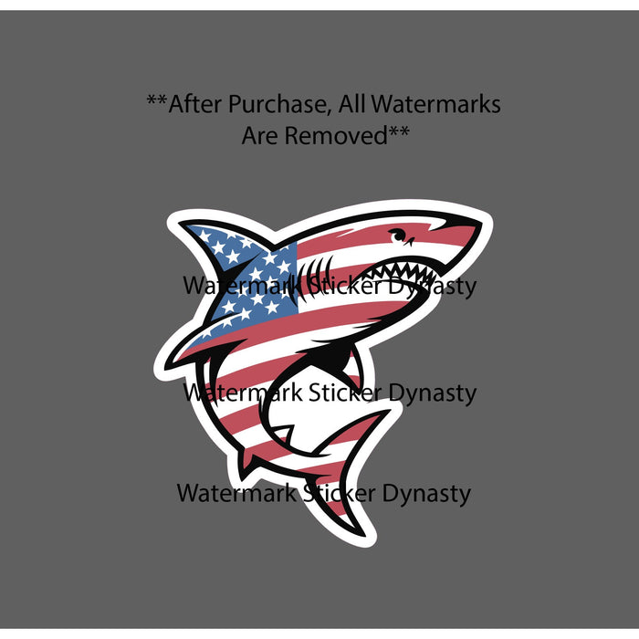 Shark USA Flag Sticker Waterproof Decal Ocean Beach America Animal Gift NEW