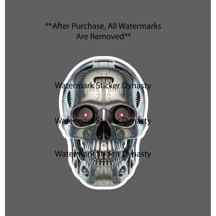 Mechanical Skull Sticker Waterproof Decal AI Robot Sci Fi Horror Gift NEW