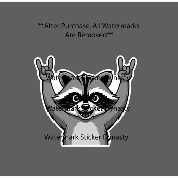 Raccoon Sticker Waterproof Decal Rock On Chaos Funny Cartoon Animal Gift NEW