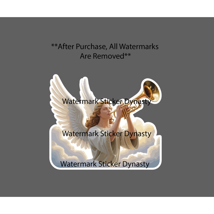 Angel Blowing Trumpet Sticker Waterproof Decal Clouds Angel Religious Gift NEW