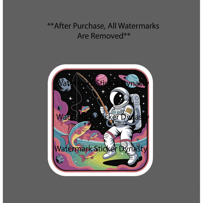 Astronaut Fishing Sticker Waterproof Decal Abstract Trippy Outdoor Art Gift NEW