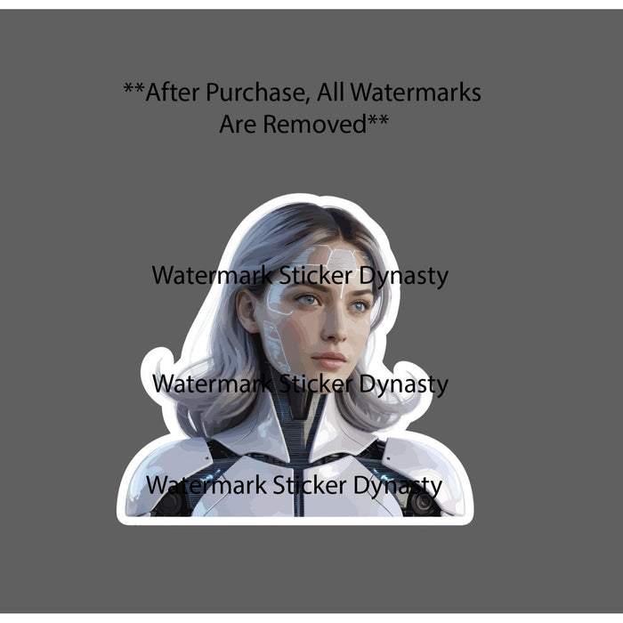 Robot Girl Sticker Waterproof Decal Machine Woman AI Humanoid Sci Fi Gift NEW