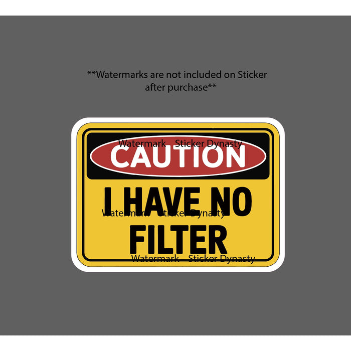 No Filter Sticker Mouth Speaking Funny Humor Warning Waterproof Decal Gift NEW
